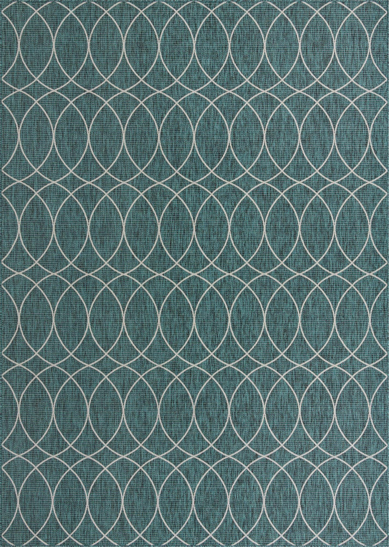 Garden Lattice Oasis Collection Area Rug - Pavilion (Teal) Rectangle Teal Main