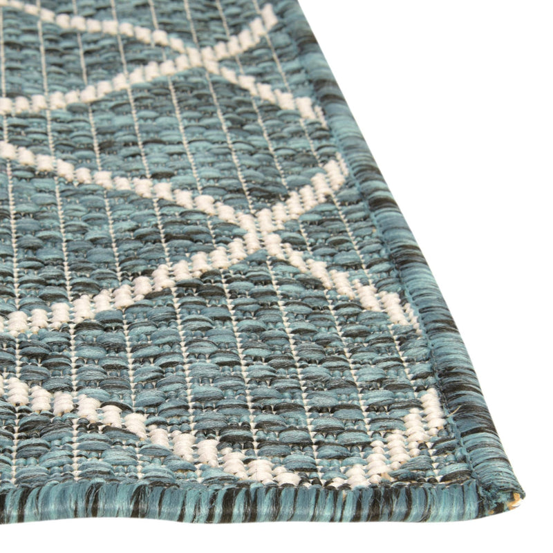Garden Lattice Oasis Collection Area Rug - Pavilion (Teal) Rectangle Teal lifestyle 15