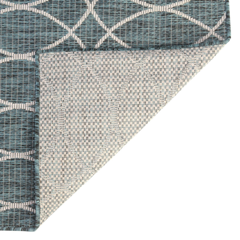 Garden Lattice Oasis Collection Area Rug - Pavilion (Teal) Rectangle Teal lifestyle 17