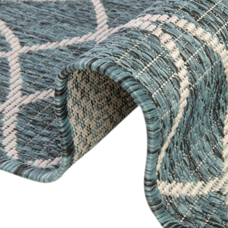 Garden Lattice Oasis Collection Area Rug - Pavilion (Teal) Rectangle Teal lifestyle 18