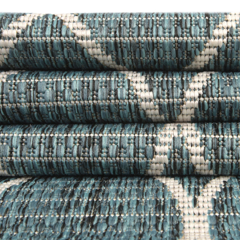Garden Lattice Oasis Collection Area Rug - Pavilion (Teal) Rectangle Teal lifestyle 22