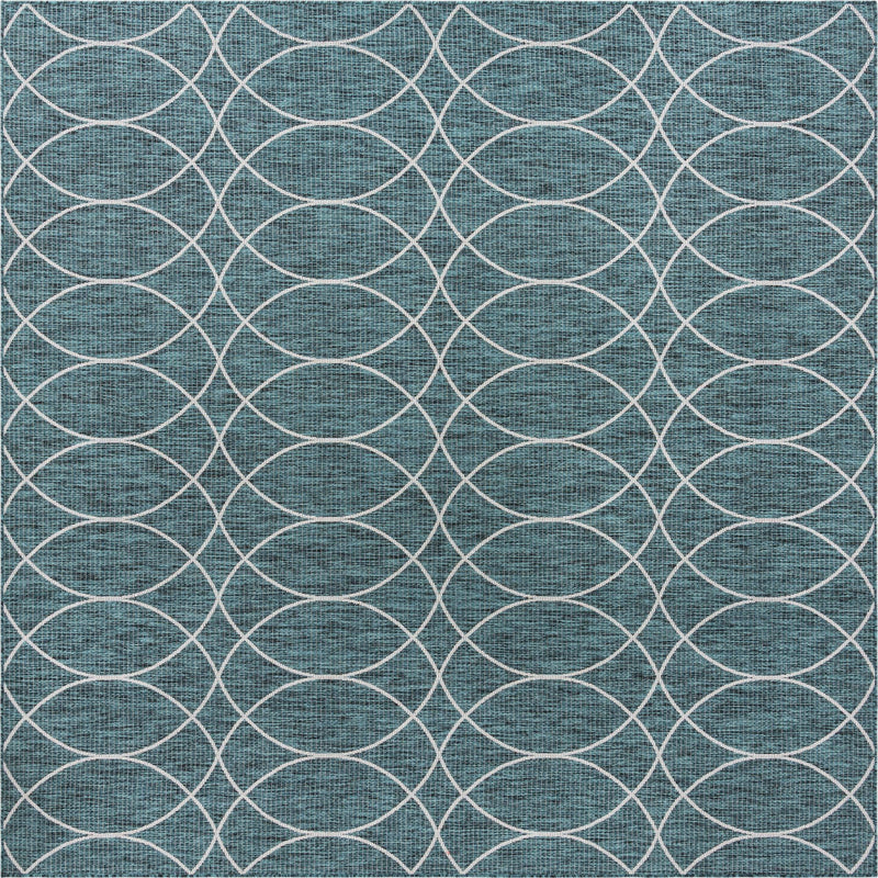 Garden Lattice Oasis Collection Area Rug - Pavilion (Teal) Square Teal Main