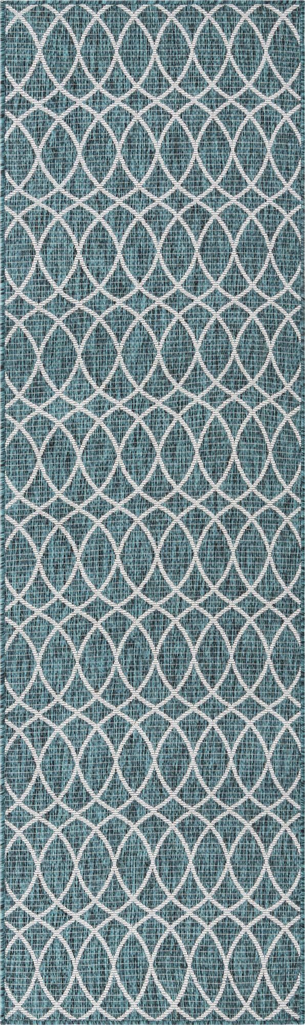 Garden Lattice Oasis Collection Area Rug - Pavilion (Teal) Runner Teal Main