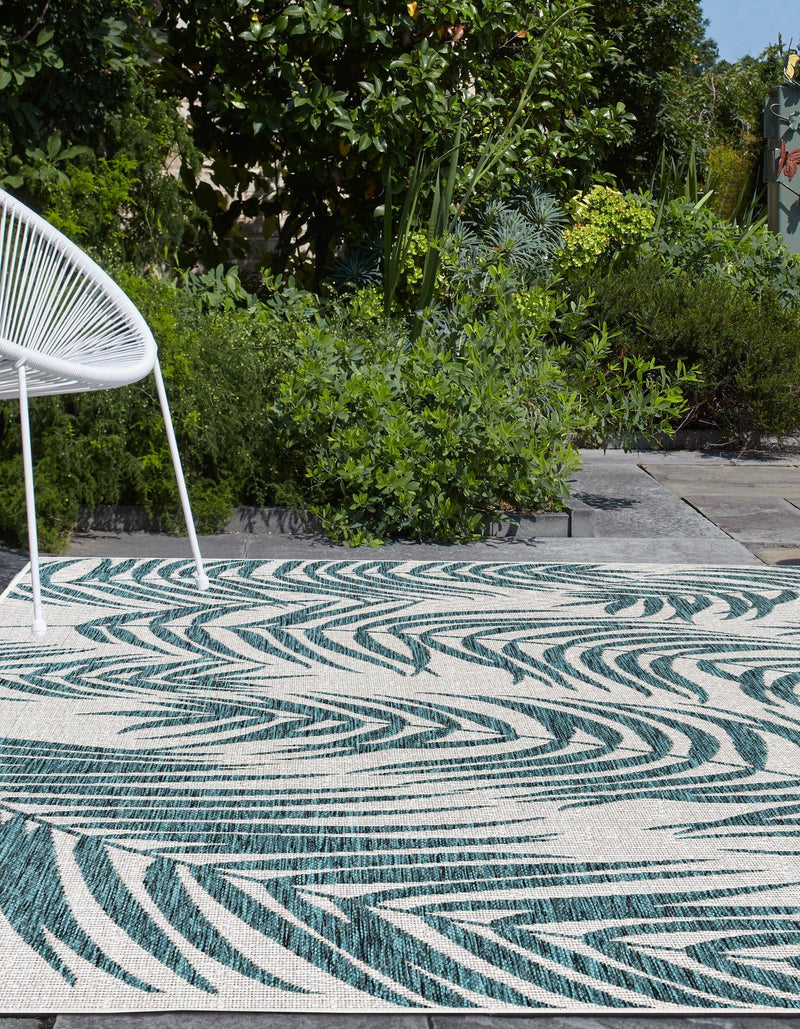 Garden Terrace Escape Collection Area Rug - Verdure (Teal Ivory) Rectangle Teal Ivory lifestyle 2