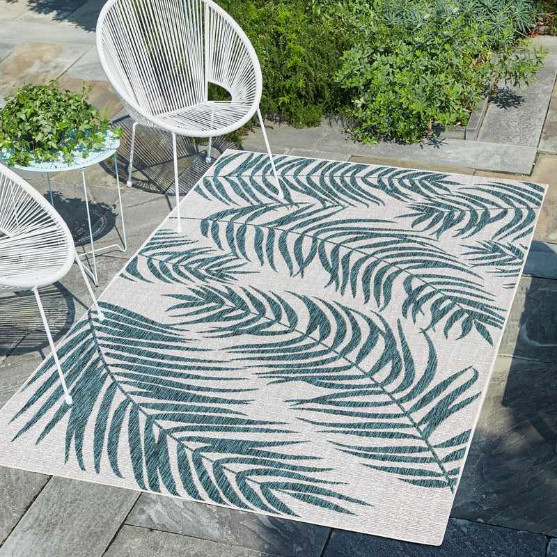 Garden Terrace Escape Collection Area Rug - Verdure (Teal Ivory) Rectangle Teal Ivory lifestyle 8