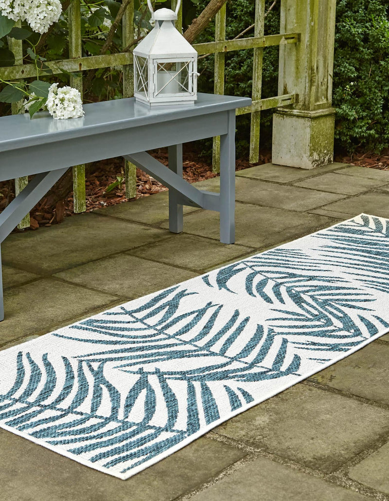 Garden Terrace Escape Collection Area Rug - Verdure (Teal Ivory) Runner Teal Ivory lifestyle 2