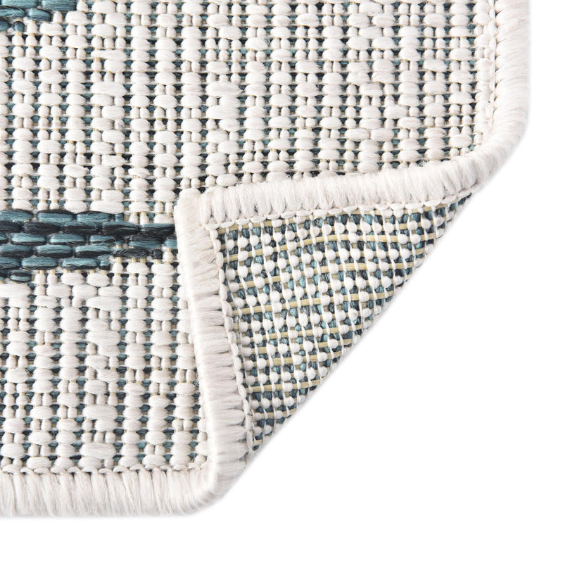 Garden Terrace Escape Collection Area Rug - Verdure (Teal Ivory) Runner Teal Ivory lifestyle 7