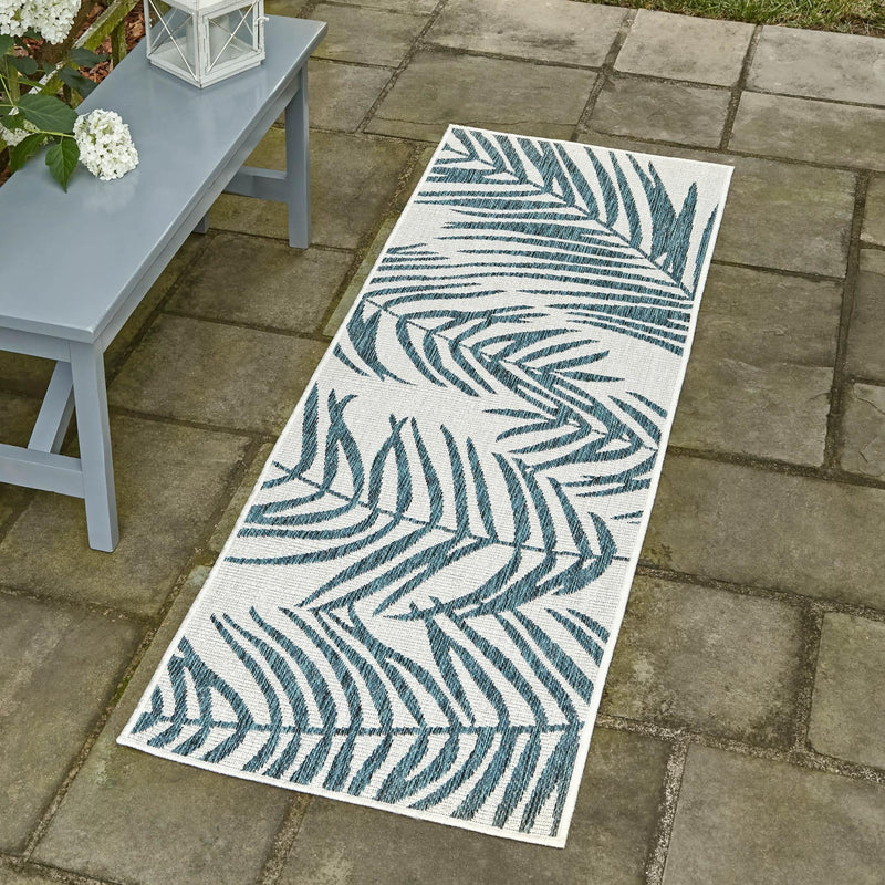 Garden Terrace Escape Collection Area Rug - Verdure (Teal Ivory) Runner Teal Ivory lifestyle 8