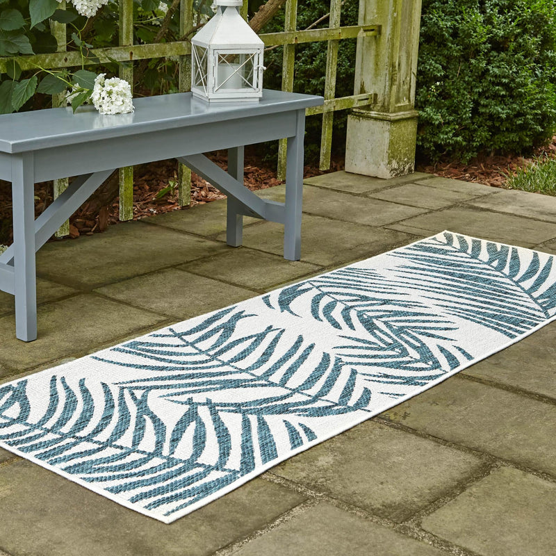 Garden Terrace Escape Collection Area Rug - Verdure (Teal Ivory) Runner Teal Ivory lifestyle 9