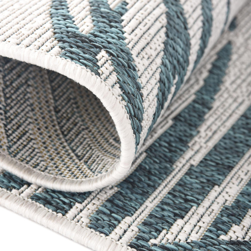 Garden Terrace Escape Collection Area Rug - Verdure (Teal Ivory) Round Teal Ivory lifestyle 4