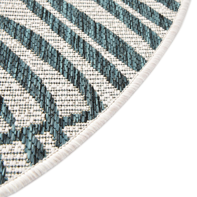 Garden Terrace Escape Collection Area Rug - Verdure (Teal Ivory) Round Teal Ivory lifestyle 5