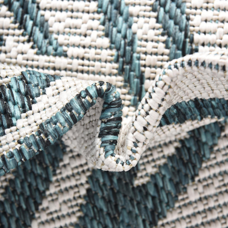Garden Terrace Escape Collection Area Rug - Verdure (Teal Ivory) Round Teal Ivory lifestyle 6
