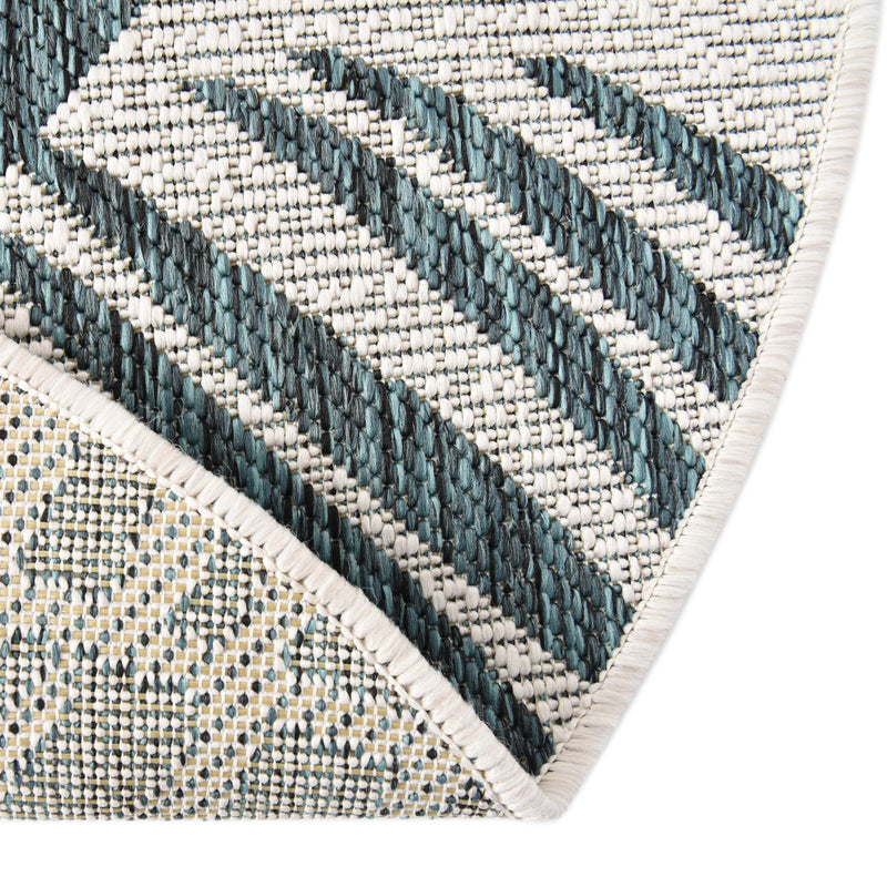 Garden Terrace Escape Collection Area Rug - Verdure (Teal Ivory) Round Teal Ivory lifestyle 7