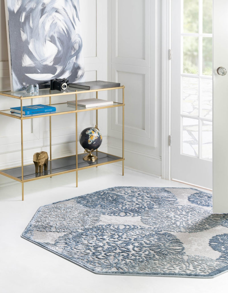 Derbyshire Elegance Collection Area Rug - Bakewell Octagon Blue lifestyle 53