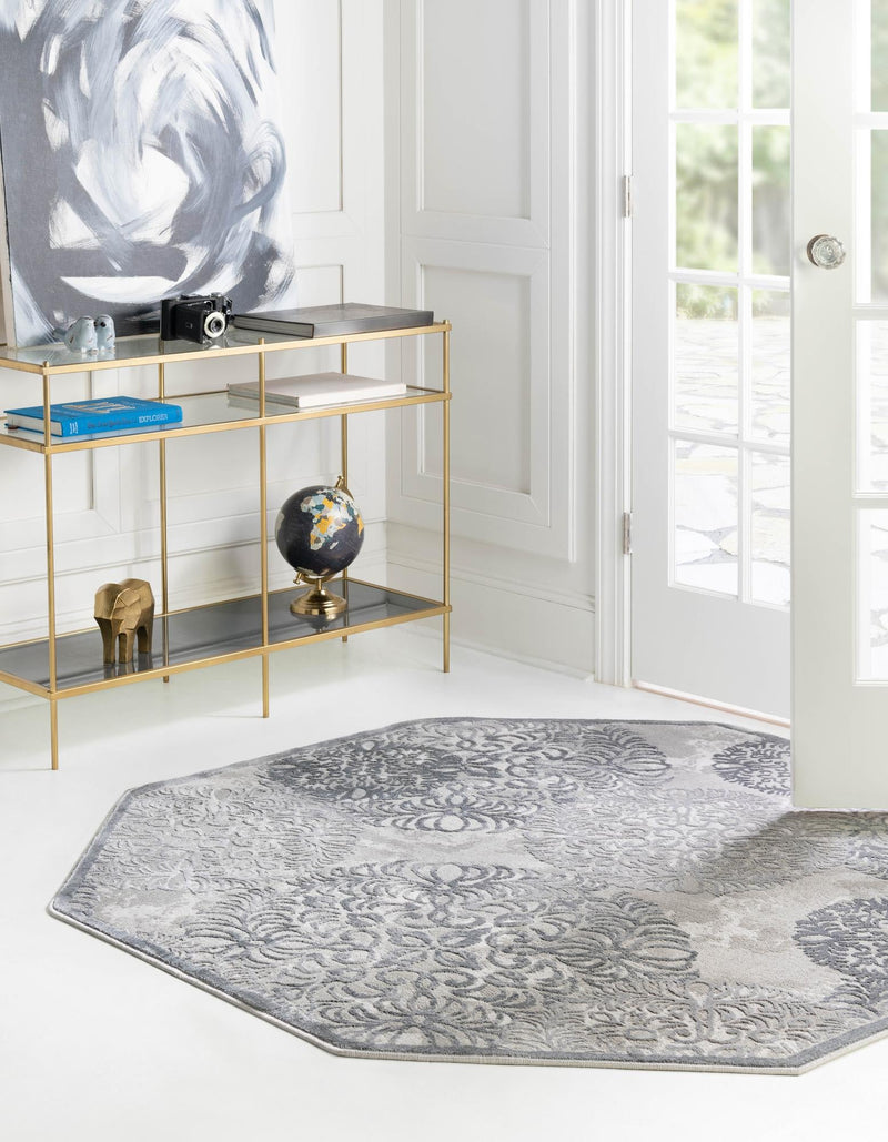 Derbyshire Elegance Collection Area Rug - Bakewell Octagon Gray lifestyle 56