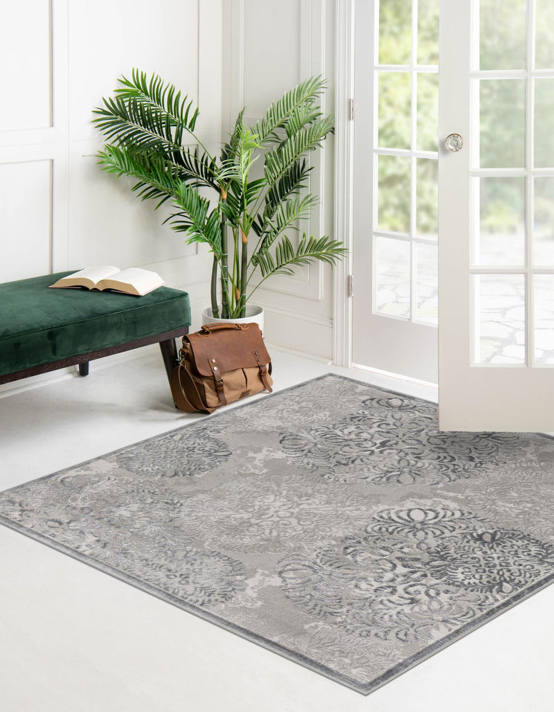 Derbyshire Elegance Collection Area Rug - Bakewell Square Gray lifestyle 57