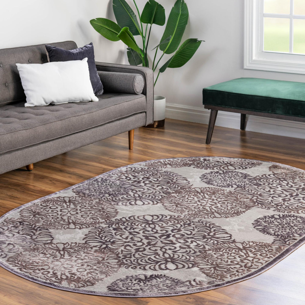 Derbyshire Elegance Collection Area Rug - Bakewell Oval Violet lifestyle 121