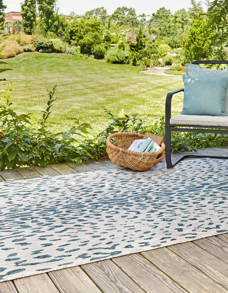 Jungle Expedition Collection Area Rug - Serengeti Rectangle Teal lifestyle 3