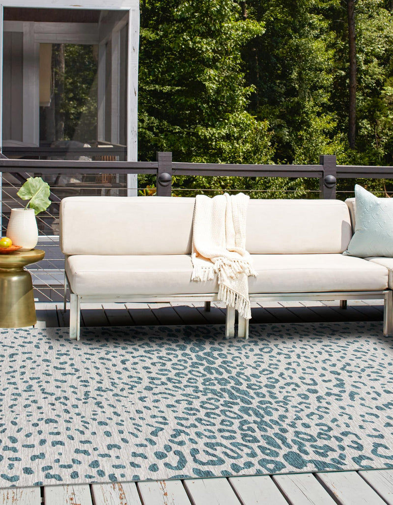 Jungle Expedition Collection Area Rug - Serengeti Square Teal lifestyle 44
