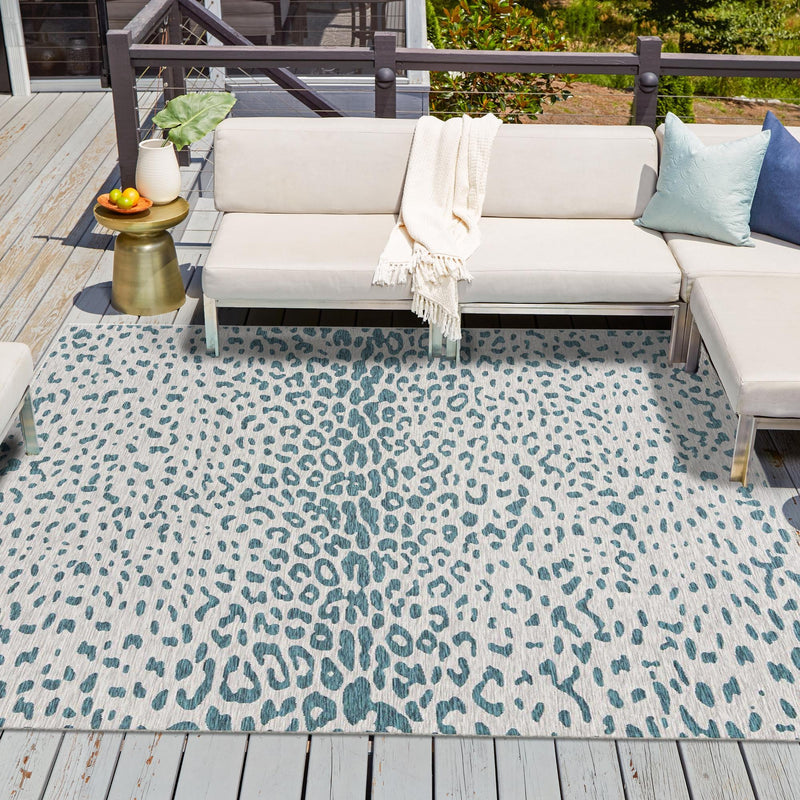 Jungle Expedition Collection Area Rug - Serengeti Square Teal lifestyle 79