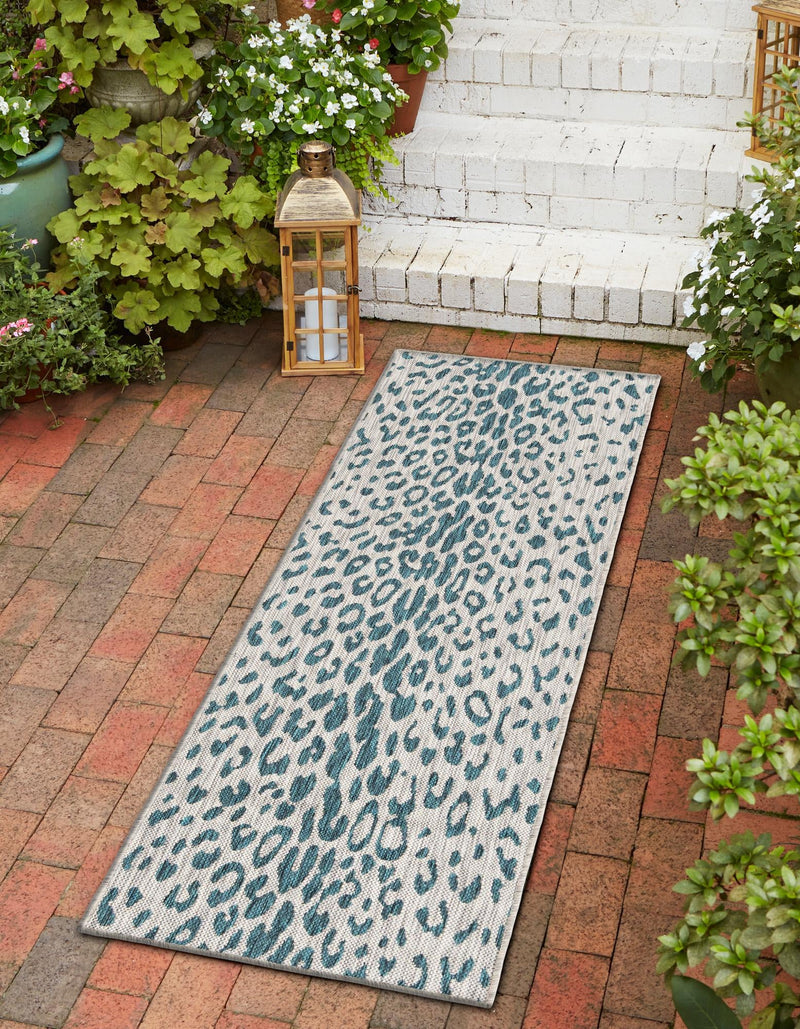 Jungle Expedition Collection Area Rug - Serengeti Runner Teal lifestyle 36