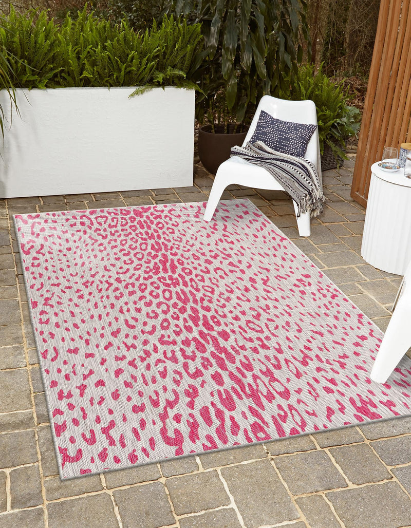 Jungle Expedition Collection Area Rug - Serengeti Rectangle Pink Gray lifestyle 0