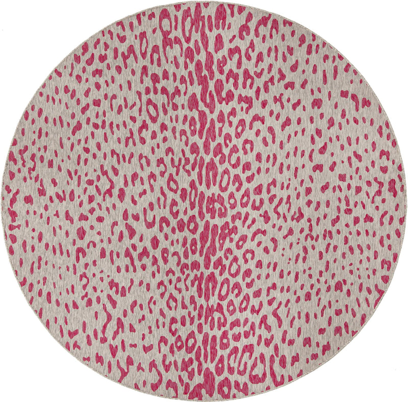 Jungle Expedition Collection Area Rug - Serengeti Round Pink Gray Main