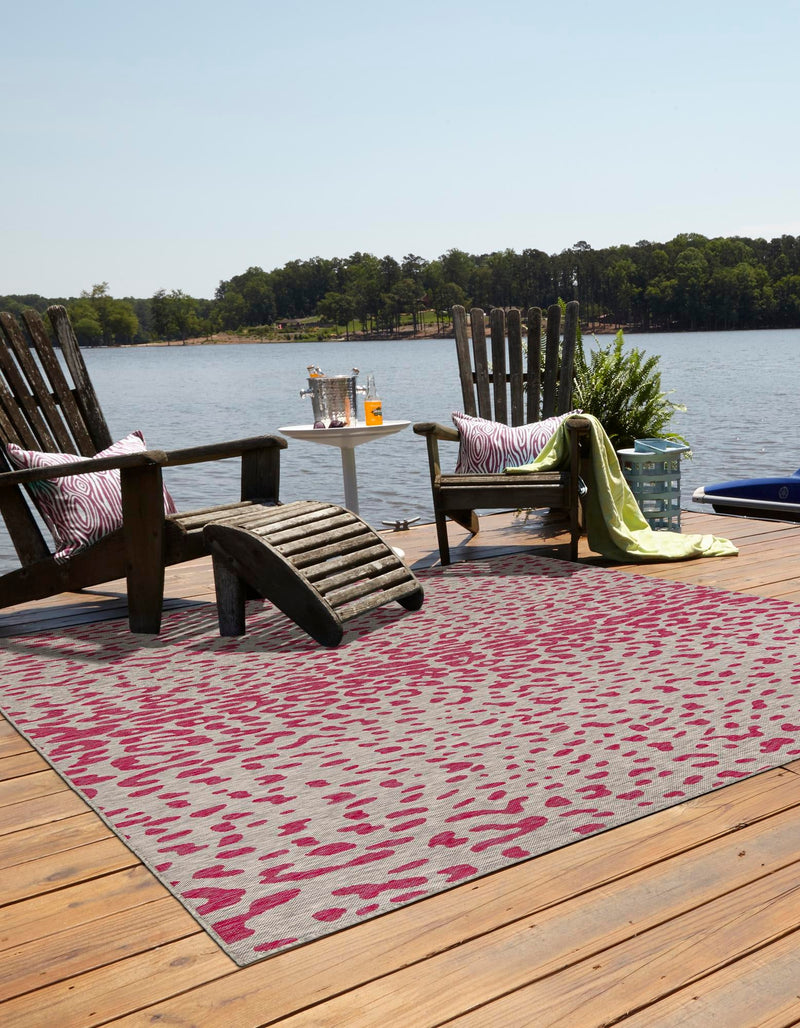 Jungle Expedition Collection Area Rug - Serengeti Square Pink Gray lifestyle 2
