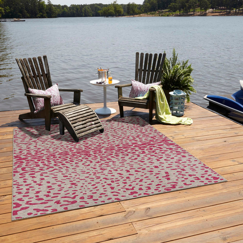 Jungle Expedition Collection Area Rug - Serengeti Square Pink Gray lifestyle 8
