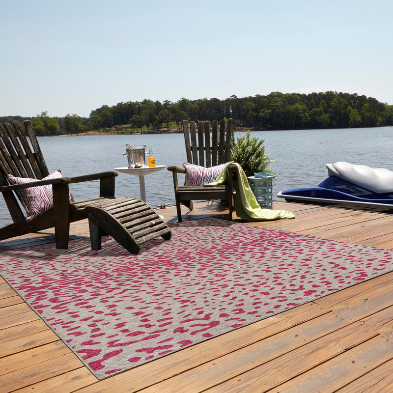 Jungle Expedition Collection Area Rug - Serengeti Square Pink Gray lifestyle 9