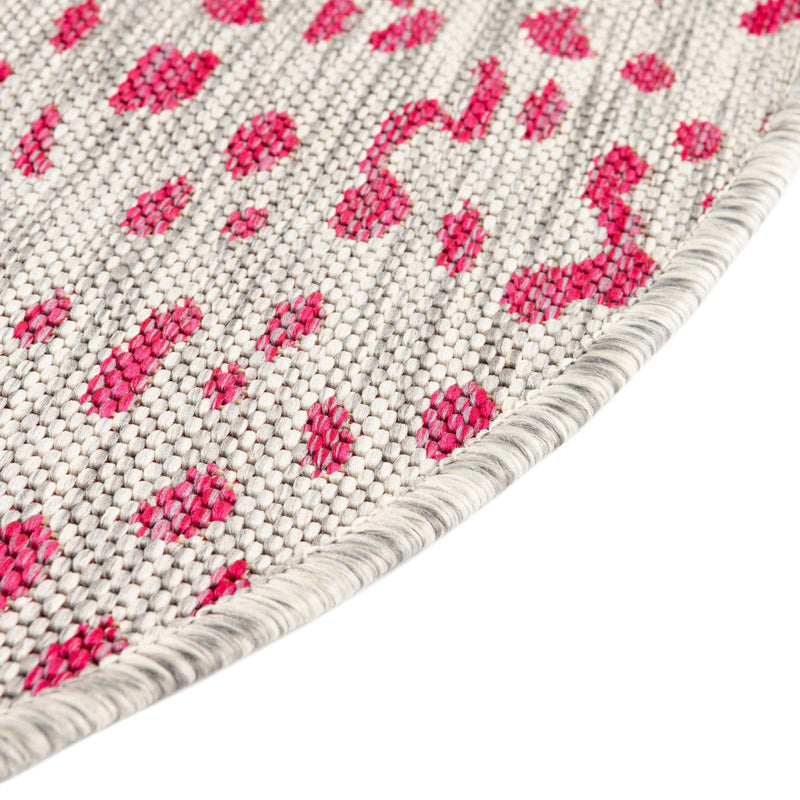Jungle Expedition Collection Area Rug - Serengeti Round Pink Gray lifestyle 5