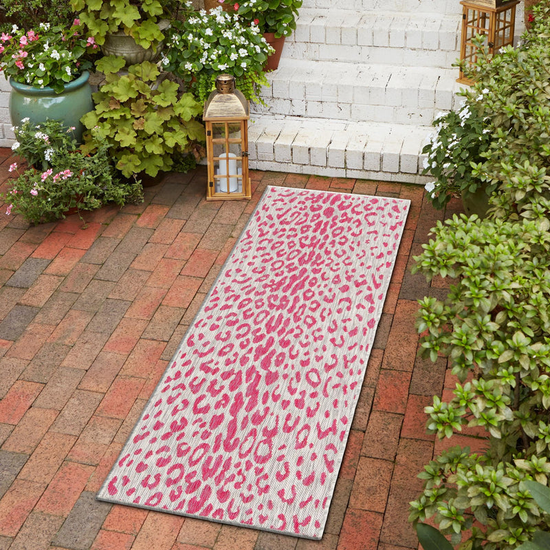 Jungle Expedition Collection Area Rug - Serengeti Runner Pink Gray lifestyle 8