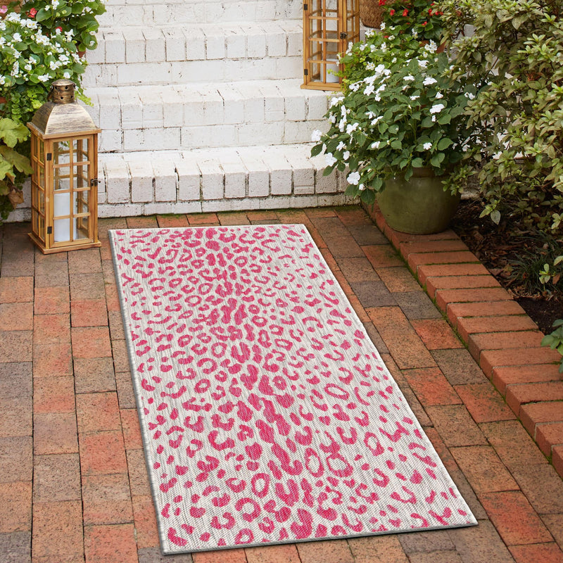 Jungle Expedition Collection Area Rug - Serengeti Runner Pink Gray lifestyle 9