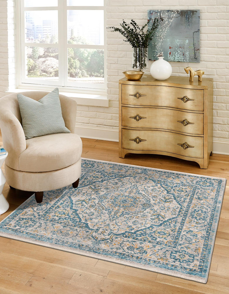 Seville Stripes Collection Area Rug - Cadiz (Light Gray) Square Light Gray lifestyle 9