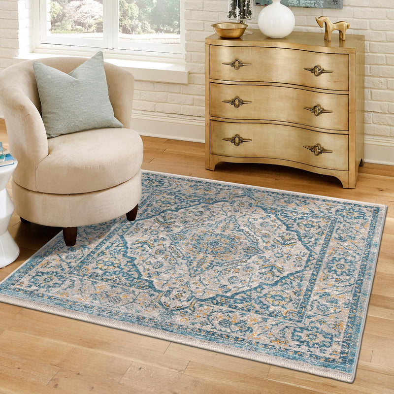 Seville Stripes Collection Area Rug - Cadiz (Light Gray) Square Light Gray lifestyle 68