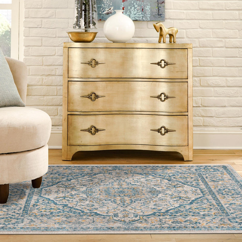 Seville Stripes Collection Area Rug - Cadiz (Light Gray) Square Light Gray lifestyle 71