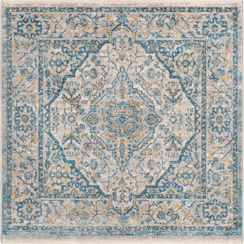 Seville Stripes Collection Area Rug - Cadiz (Light Gray) Square Light Gray lifestyle 4