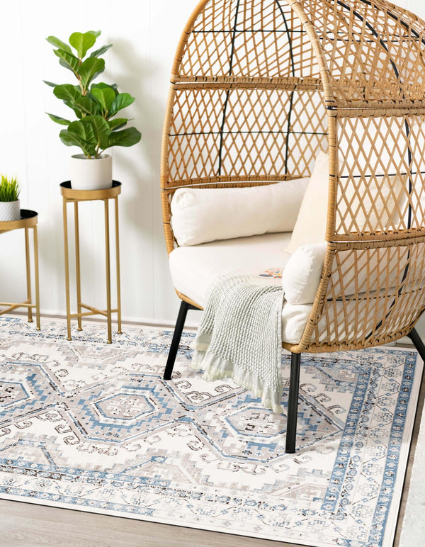 Savannah Elegance Collection Area Rug - Tybee (Ivory Aqua) Rectangle Ivory Aqua lifestyle 10
