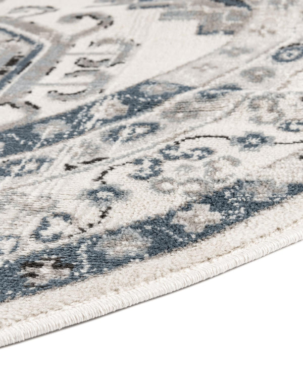 Savannah Elegance Collection Area Rug - Tybee (Ivory Aqua) Round Ivory Aqua lifestyle 40