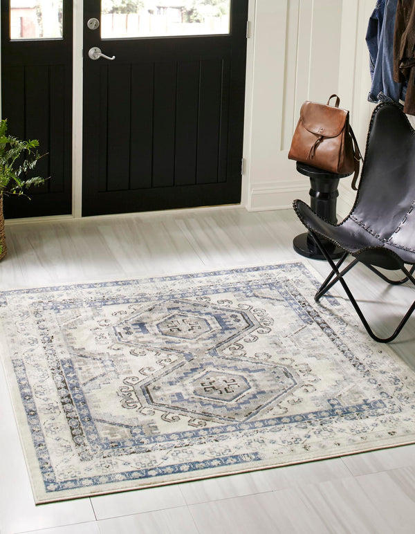 Savannah Elegance Collection Area Rug - Tybee (Ivory Aqua) Square Ivory Aqua lifestyle 20