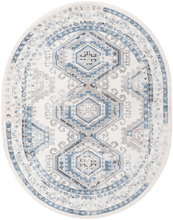 Savannah Elegance Collection Area Rug - Tybee (Ivory Aqua) Oval Ivory Aqua lifestyle 16