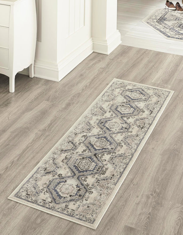Savannah Elegance Collection Area Rug - Tybee (Ivory Aqua) Runner Ivory Aqua lifestyle 23