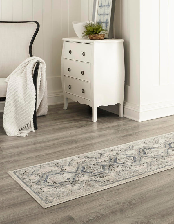 Savannah Elegance Collection Area Rug - Tybee (Ivory Aqua) Runner Ivory Aqua lifestyle 28