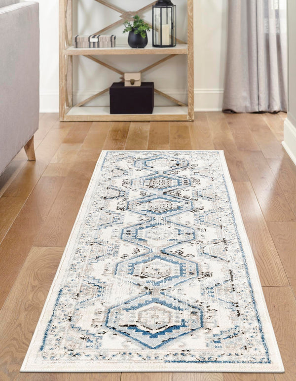 Savannah Elegance Collection Area Rug - Tybee (Ivory Aqua) Runner Ivory Aqua lifestyle 41