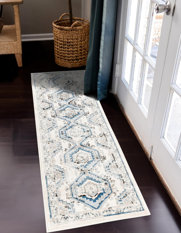 Savannah Elegance Collection Area Rug - Tybee (Ivory Aqua) Runner Ivory Aqua lifestyle 51