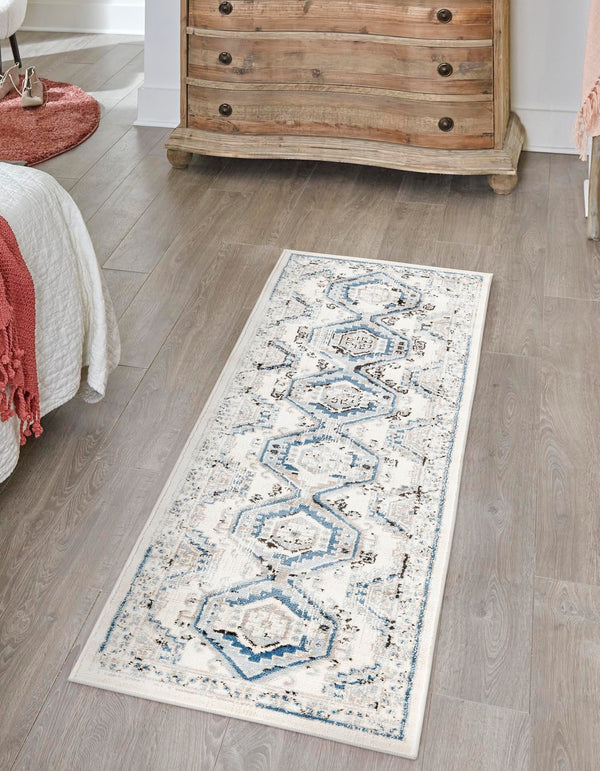Savannah Elegance Collection Area Rug - Tybee (Ivory Aqua) Runner Ivory Aqua lifestyle 71