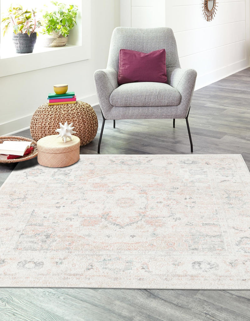 Parisian Elegance Collection Area Rug - Versailles (Ivory) Square Ivory lifestyle 27