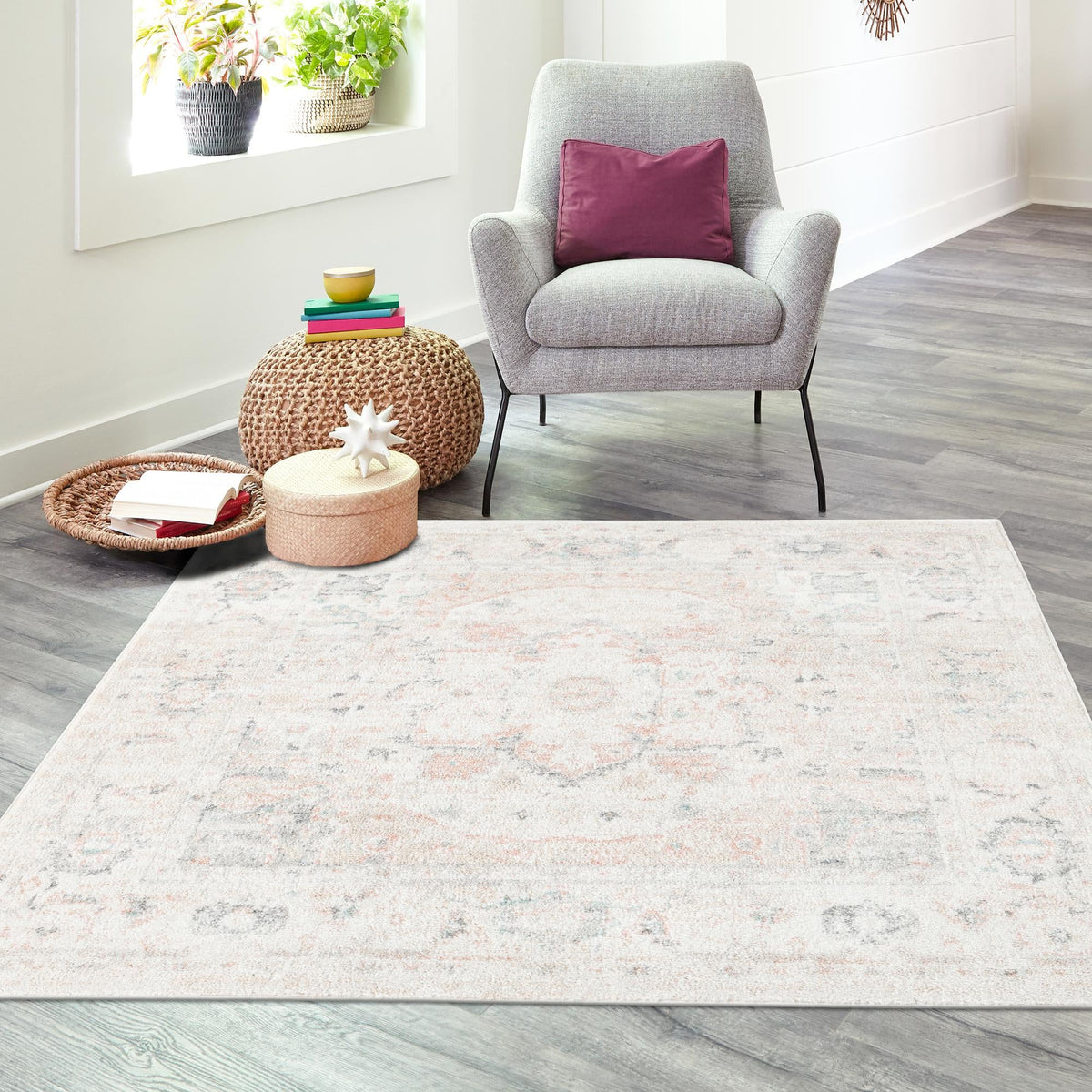 Parisian Elegance Collection Area Rug - Versailles (Ivory) Square Ivory lifestyle 86