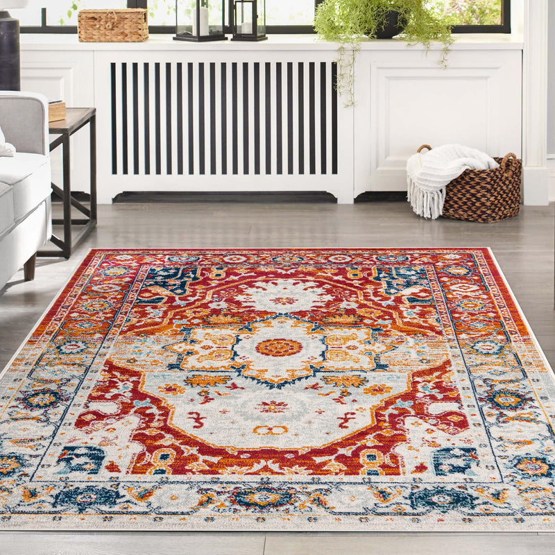Parisian Elegance Collection Area Rug - Versailles (Rust Red) Rectangle Rust Red lifestyle 15