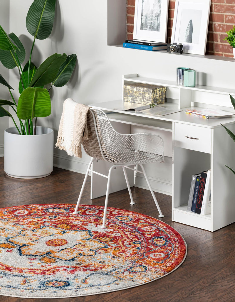 Parisian Elegance Collection Area Rug - Versailles (Rust Red) Round Rust Red lifestyle 21